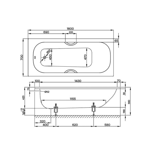Ванна стальная Bette Form 2942-000 AD AS 160х70 отдельностоящая круглая без ножек - фото 2
