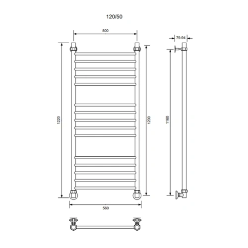 Полотенцесушитель Veconi Voga V12050GR 50х120 водяной графит - фото 3