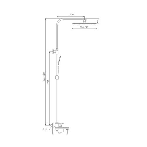 Душевая стойка Splenka S224.24.06 настенная цвет черный - фото 3