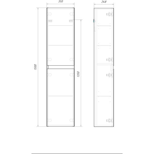 Шкаф-пенал Aqwella Y GE0535WM 35х25х150 подвесной - фото 4