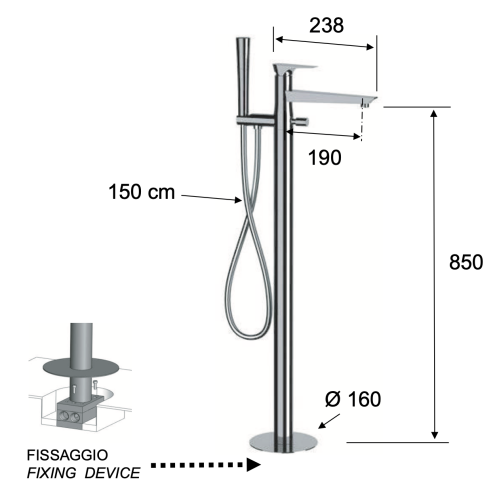 Смеситель для ванны Daniel Diva DV678DP напольный брашированное золото - фото 2
