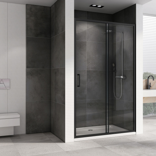 Душевая дверь Abber Schwarzer Diamant AG30140B5 140х190 стекло прозрачное профиль черный - фото 2