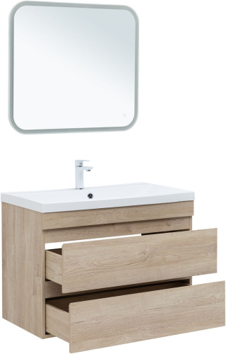 Тумба под раковину Aquanet Нота NEW 00334199 89х47х61 подвесная цвет светлое дерево - фото 5