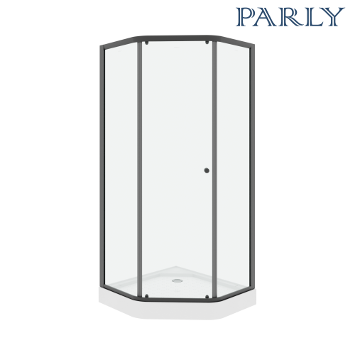 Душевой уголок Parly ZEP91B 90х90 стекло прозрачное профиль черный с поддоном - фото 2