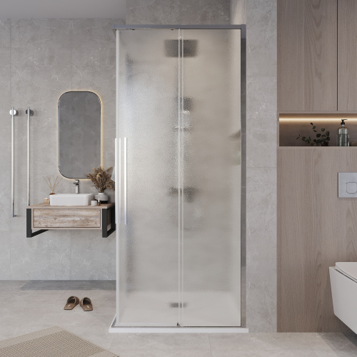 Душевая дверь Grossman Galaxy 1/2.K33.01.10.10.02 100х195 стекло текстурное профиль хром глянцевый - фото 5