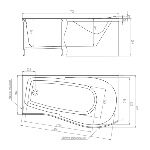 Ванна акриловая гидромассажная Timo VINO VINO1792R-KTVINO17-SPV1505-T-CM-T-BM-T-CT-FPVINO17R 170х92 пристенная асимметричная с каркасом - фото 2