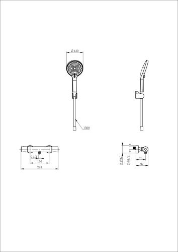 Смеситель для душа Wonzon & Woghand Inn WW-B3013-A-BG настенный золото с термостатом - фото 2