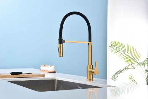 Смеситель для кухни Paulmark HALT Ha214021-BG на раковину брашированное золото - фото 5