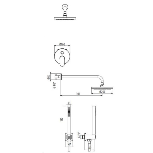 Душевой гарнитур Gattoni H2Omix7000 7009070NS (старый арт. KTH715/PDNS) настенный никель - фото 2