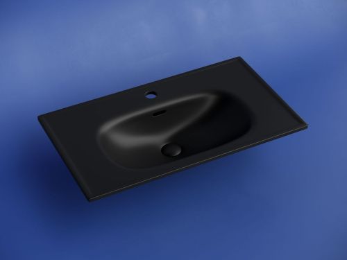 Раковина из сантехнического фарфора Ceramica Nova SABO CN13002MB 80х50 накладная цвет черный 1 отверстие под смеситель - фото 2