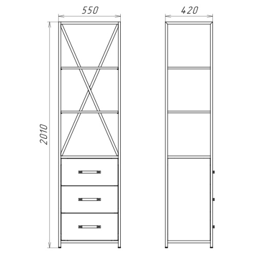 Шкаф-пенал Comforty 00-00012090CF 55х42х201 - фото 2