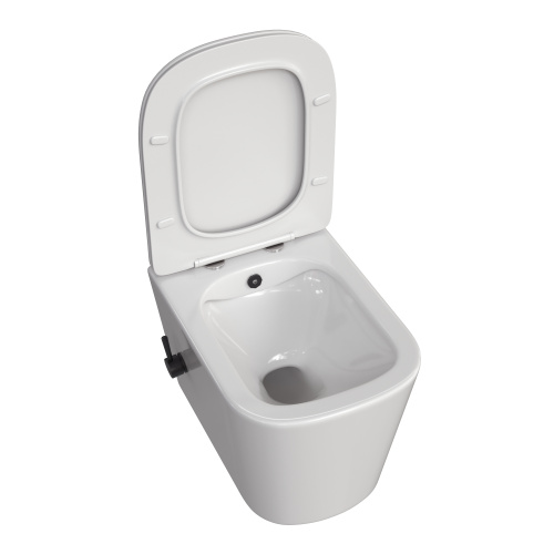 Унитаз подвесной Taliente Correto CR25200+SMnero белый с сиденьем микролифт безободковый смыв торнадо - фото 2