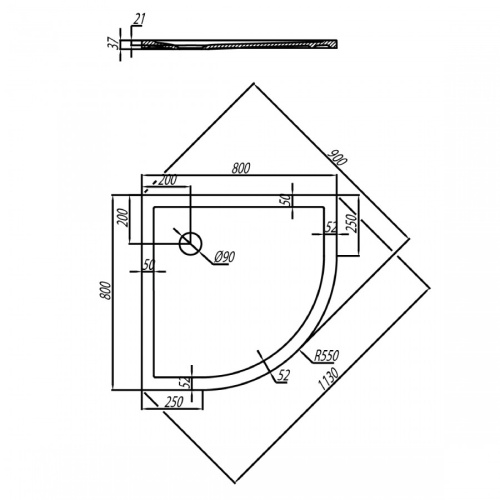 Душевой поддон Aquaton Калифорния 1A713936CA010 80х80 литьевой мрамор белый - фото 4