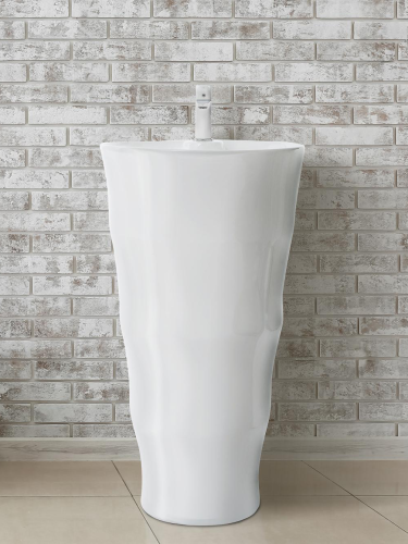 Раковина из санфаянса WeltWasser WW SK 42 см 10000005493 напольная цвет белый глянцевый 1 отверстие под смеситель - фото 2