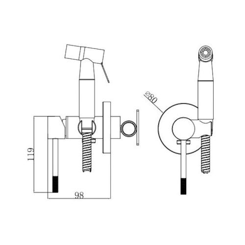 Гигиенический душ со смесителем Voda VSL01GM оружейная сталь - фото 3