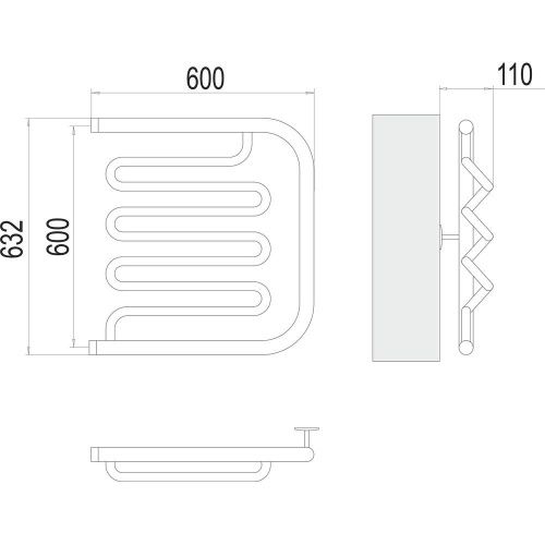 Полотенцесушитель Terminus 4620768881367 60х63 водяной хром - фото 3