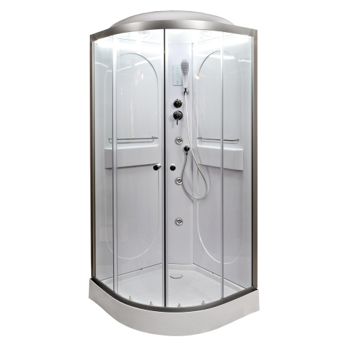 Душевая кабина AvaCan L608LED+GM 80х80 четверть круга с крышей ориентация универсальная - фото 2