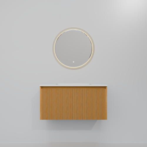 Тумба с раковиной+зеркало Art Decco Elizabeth (Элизабет) AEL08W11S2M0 80x45x40 подвесная цвет белый дуб - фото 4