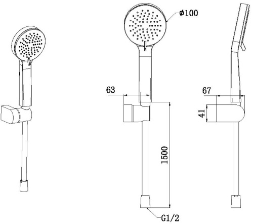 Душевой гарнитур Allen Brau Eclipse 5.E1005-BN настенный никель - фото 3