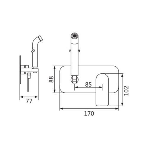 Гигиенический душ со смесителем Shevanik S4105T оружейная сталь - фото 3
