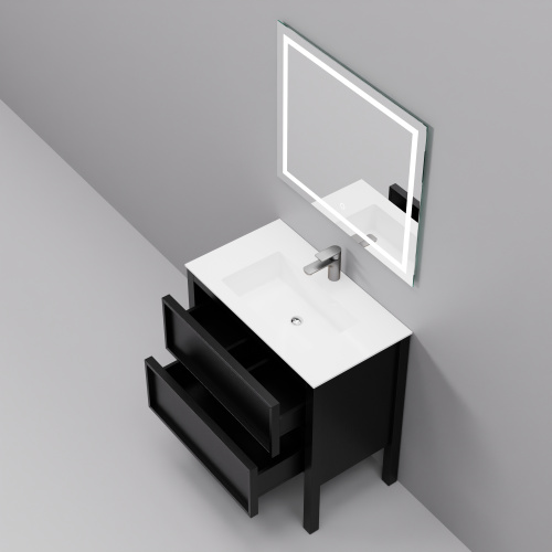 Тумба с раковиной+зеркало Art Decco Elisa (Элиса) AES08F78S1MF 80x45x85 напольная цвет черный дуб - фото 4