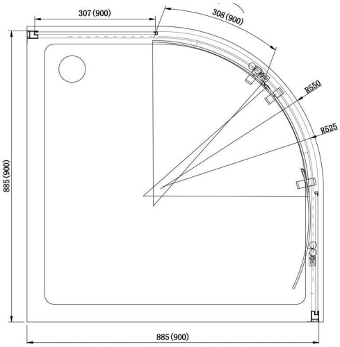 Душевой уголок Aquanet Alfa 00203799 90х90 стекло прозрачное профиль хром глянцевый без поддона - фото 2