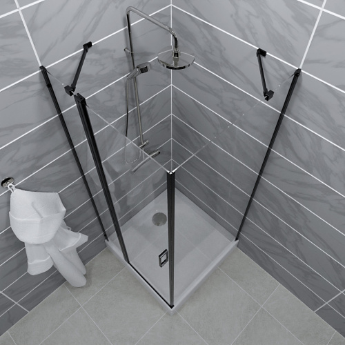 Душевой уголок Тритон Йота Щ0000054037 90х90 стекло прозрачное профиль черный с поддоном - фото 3