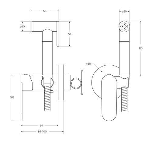 Гигиенический душ Cezares STYLUS STYLUS-DIF-01 хром - фото 3