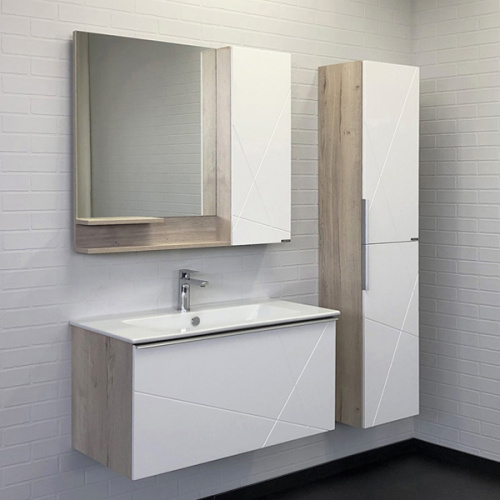 Шкаф-пенал Comforty Мерано 00-00008479CF 35х30х160 подвесной цвет дуб дымчатый - фото 4