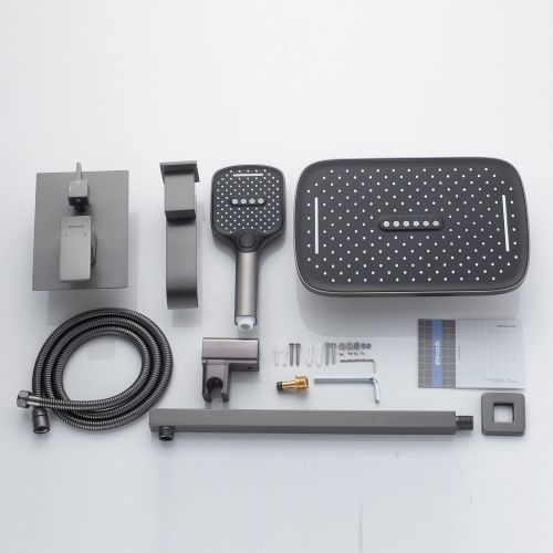 Душевая система Shevanik S4035T встраиваемая в стену цвет оружейная сталь - фото 4