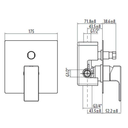 Смеситель Gattoni Kubik 2534/25C0.CH встраиваемый в стену хром - фото 2