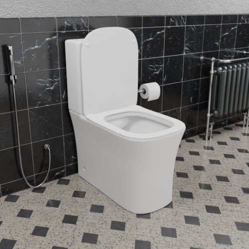 Унитаз напольный с бачком CeramaLux 1218A белый глянцевый с сиденьем микролифт безободковый каскадный смыв - фото 2