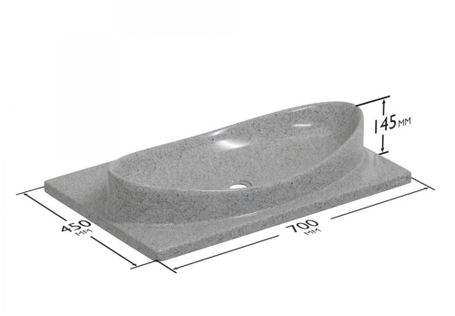 Раковина из искусственного камня СанТа 900143 70х45 подвесная цвет серый - фото 4