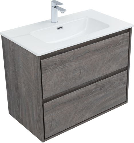 Тумба под раковину Aquanet Милан 00336374 80х45х64 подвесная цвет темное дерево - фото 4