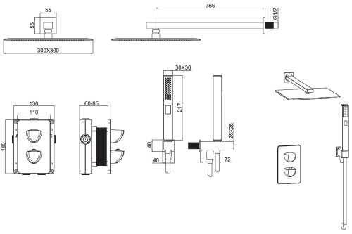 Душевая система Allen Brau Infinity 5.21016-31 встраиваемая в стену цвет черный с термостатом - фото 2
