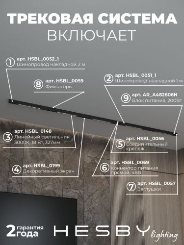 Трековая система со светильниками №2 трехфазная накладная Hesby Lighting ElDeko (ЕлДеко) HSBL_kompl_E002_NI3B3K - фото 3