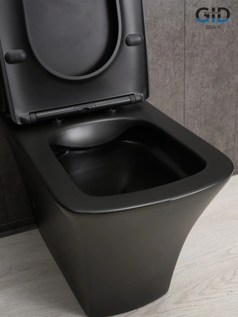 Унитаз напольный с бачком Gid Cuadrado Tn2184Bm (62252Y) черный с сиденьем микролифт безободковый