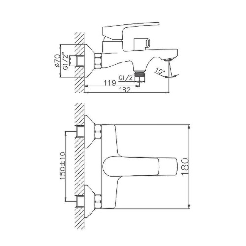 Cмеситель для ванны и душа Haiba HB60587 настенный хром - фото 2