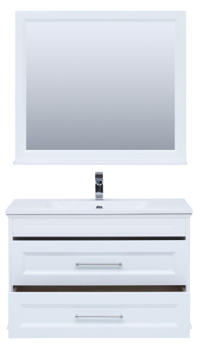 Комплект мебели: тумба с раковиной + зеркало Aquanet Бостон М 00258284 100x46x155 напольный/подвесной цвет белый - фото 4