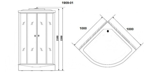 Душевая кабина Niagara Ultra 19090134 100х100 четверть круга с крышей ориентация универсальная - фото 2