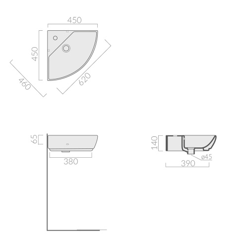 Раковина из сантехнического фарфора Galassia M2 5202 45х45 подвесная цвет белый - фото 3