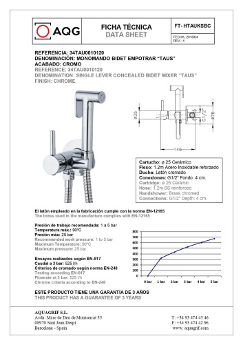 Гигиенический душ со смесителем AQG 34TAU0010120 цвет хром - фото 2