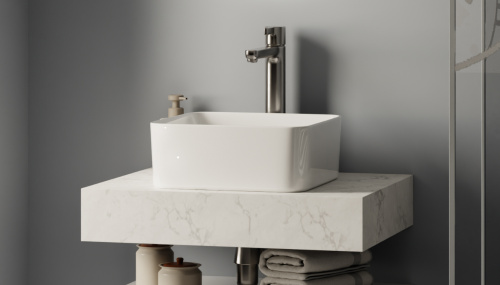 Столешница Velvex UNIT st.UNI.60-630 60х50х11 подвесная цвет белый мрамор - фото 4