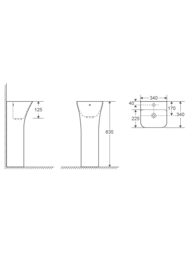 Раковина из санфаянса WeltWasser WW SK 34 см 10000013331 напольная цвет белый глянцевый 1 отверстие под смеситель - фото 3