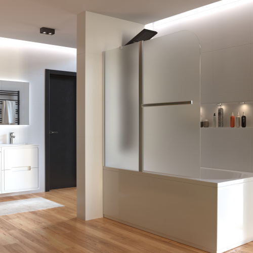 Душевая шторка на ванну Taliente TA-1214MP(L) 120х140 стекло рифленое профиль хром глянцевый ориентация левая - фото 2