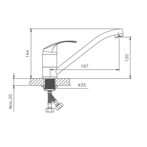 Смеситель для кухни Cron CN4937 на мойку хром - фото 3
