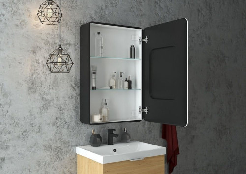 Зеркало-шкаф Art&Max LECCE AM-Lec-560-850-1D-R-DS-F-Nero 57х15х86 подвесной цвет черный матовый - фото 2