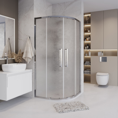 Душевой уголок Grossman Cosmo 301.K33.02.1010.10.02 100х100 стекло текстурное профиль хром глянцевый без поддона - фото 4