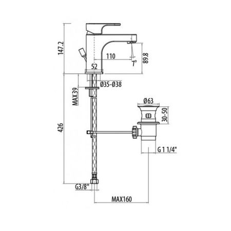 Смеситель Gattoni H2Omix1000 1041/10С0 на раковину хром
