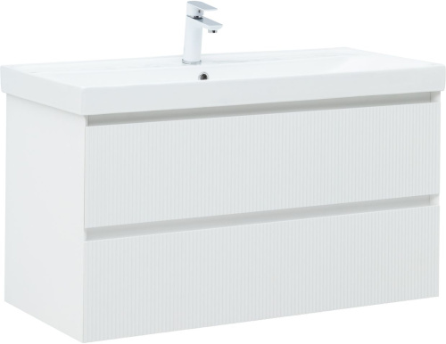 Тумба под раковину Aquanet Альтера 00337157 99х45х52 подвесная цвет белый - фото 2